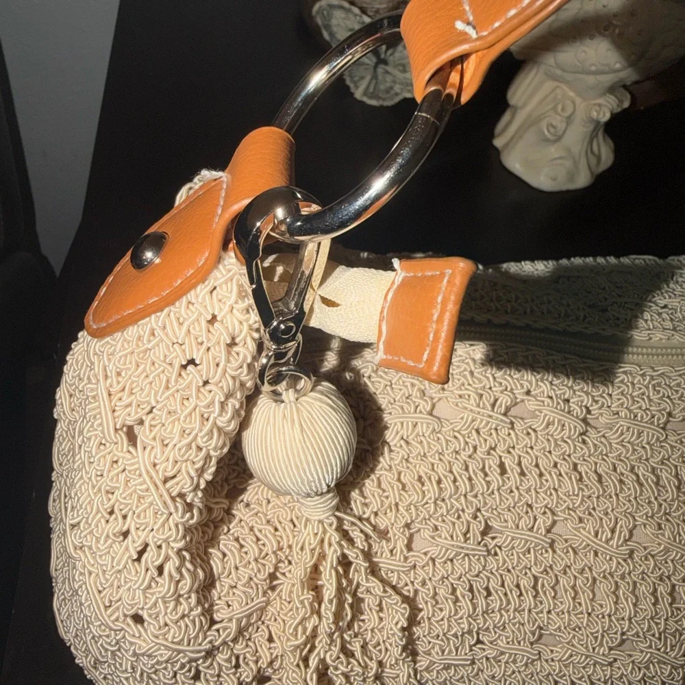 Rosetti Tan and Brown Crochet Shoulder Bag